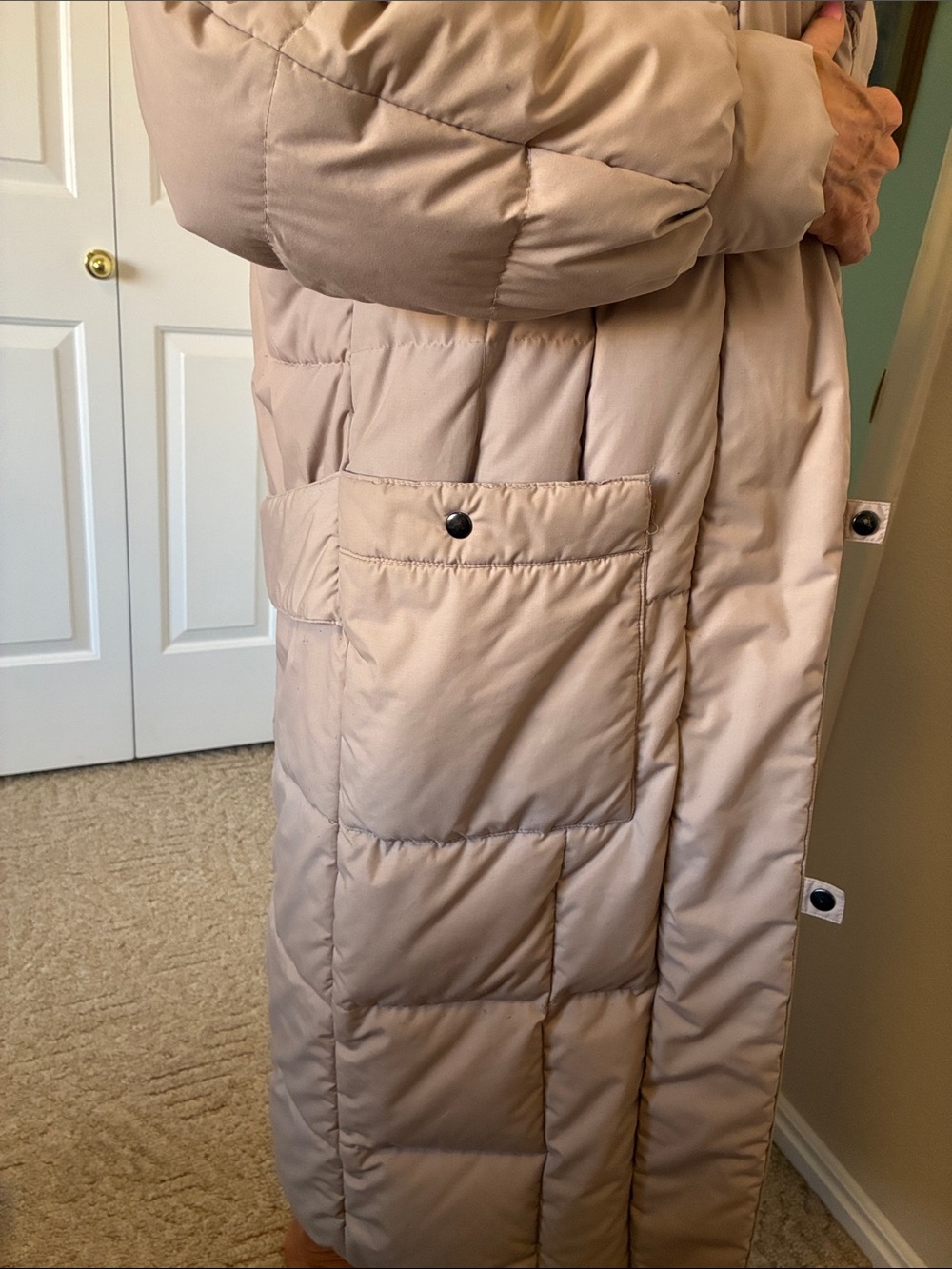 Gallery Tan Puffer Jacket with Pink Accents - Picture 3 of 8